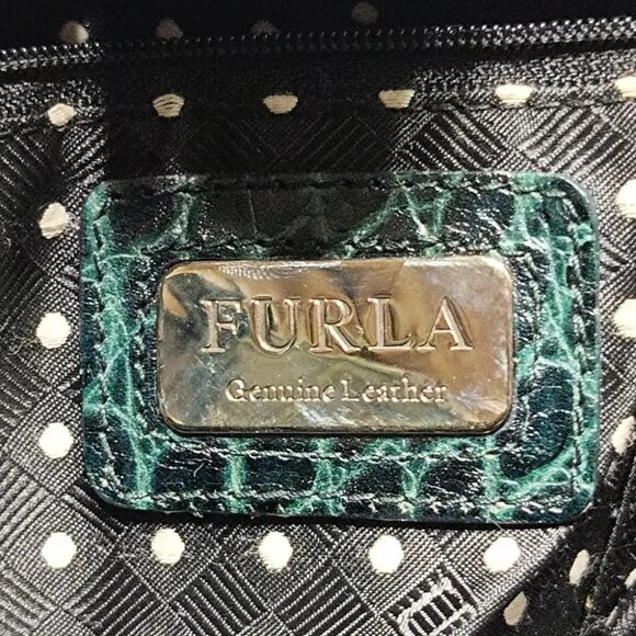 FURLA Dark Green Leather Shoulder Bag - Picture 7 of 9